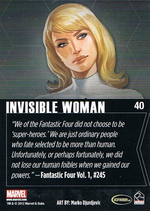 Rittenhouse Archives Marvel Greatest Heroes Base Card 40 Invisible Woman