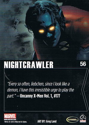 Rittenhouse Archives Marvel Greatest Heroes Base Card 56 Nightcrawler