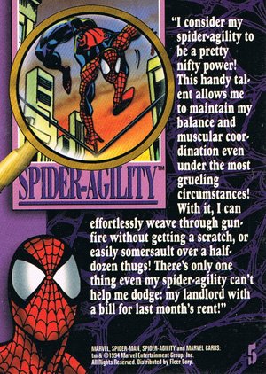 Fleer The Amazing Spider-Man Base Card 5 Spider-Agility