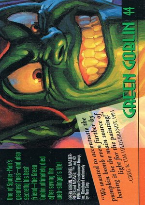 Fleer Marvel Masterpieces Base Card 44 Green Goblin