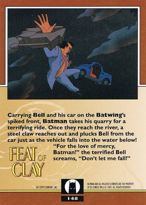 Topps Batman: The Animated Series 2 Base Card 148 Carrying Bell and his car on the Batwing
