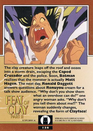 Topps Batman: The Animated Series 2 Base Card 156 The clay creature leaps off the roof and