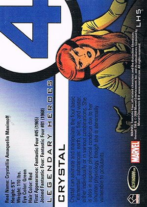 Rittenhouse Archives Fantastic Four Archives Legendary Heroes Embossed Foil Card LH5 Crystal