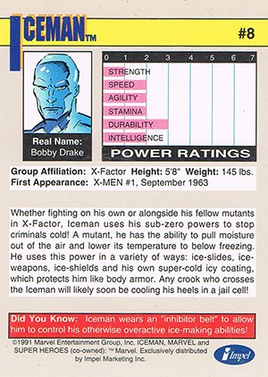 Impel Marvel Universe II Base Card 8 Iceman