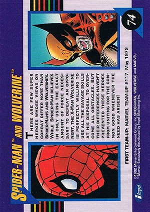 Impel Marvel Universe III Base Card 74 Spider-Man and Wolverine