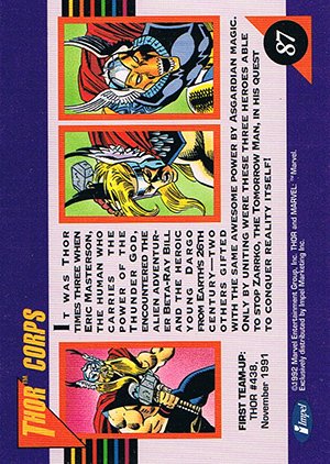 Impel Marvel Universe III Base Card 87 Thor Corps