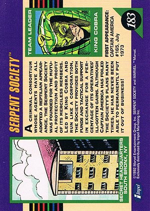 Impel Marvel Universe III Base Card 183 Serpent Society