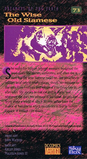 SkyBox The Sandman Base Card 73 The Wise Old Siamese