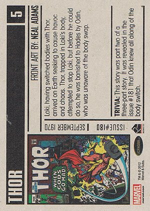 Rittenhouse Archives Marvel Bronze Age Base Card 5 Thor #180