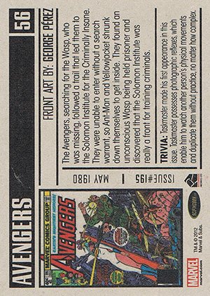 Rittenhouse Archives Marvel Bronze Age Base Card 56 Avengers #195