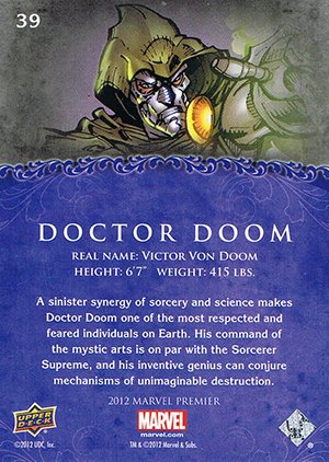 Upper Deck Marvel Premier Base Card 39 Doctor Doom