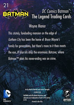 Cryptozoic Batman: The Legend Parallel Foil Card 21 Wayne Manor
