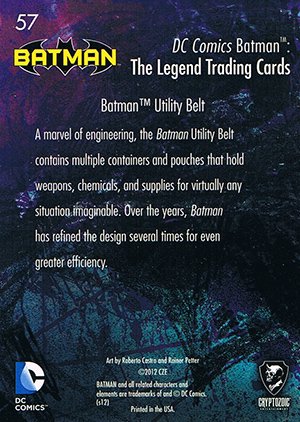 Cryptozoic Batman: The Legend Base Card 57 Batman Utility Belt