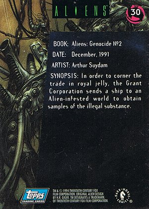 Topps Aliens/Predator Universe Base Card 30 Aliens: Genocide No. 2