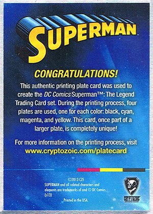 Cryptozoic Superman: The Legend Printing Plates 9 General Zod