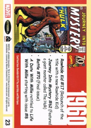 Rittenhouse Archives Marvel 70th Anniversary Base Parallel Metallic Card 23 1960