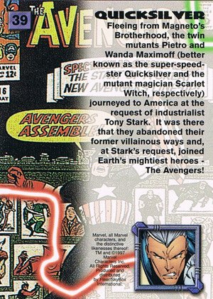 Fleer/Skybox X-Men '97 Timelines (Marvel Premium) Base Card 39 Quicksilver