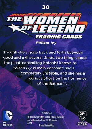 Cryptozoic DC Comics: The Women of Legend Base Card 30 Poison Ivy