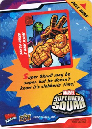 Upper Deck Marvel Super Hero Squad Stickers 6 Rock and a Hard Place
