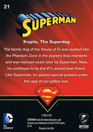Cryptozoic Superman: The Legend Base Card 21 Krypto, the Superdog