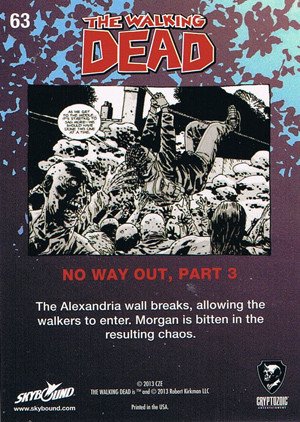 Cryptozoic The Walking Dead Comic Book Series 2 Parallel Foil Card 63 No Way Out, Part 3