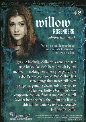 Inkworks Buffy, The Vampire Slayer - Season 1 (One) Base Card 48 Willow Rosenberg