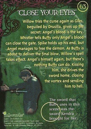 Inkworks Buffy, The Vampire Slayer - Season 2 (Two) Base Card 63 Close Your Eyes