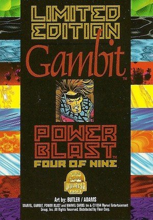 Fleer Marvel Universe V Power Blast Card (Rainbow) 4/9 Gambit
