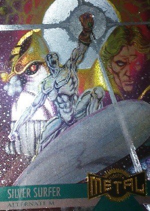 Fleer Marvel Metal Silver Flasher Card 133 Silver Surfer Dons the Infinity Gauntlet