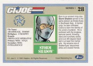 Impel G.I. Joe Series 1 Base Card 28 Storm Shadow