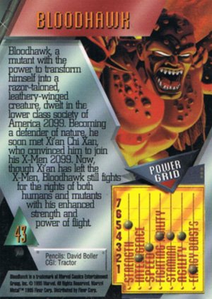Fleer Marvel Metal Base Card 43 Bloodhawk