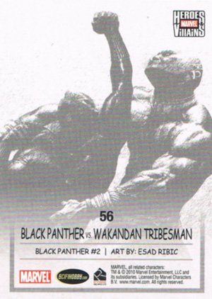 Rittenhouse Archives Marvel Heroes and Villains Base Card 56 Black Panther vs. Wakandan Tribesman