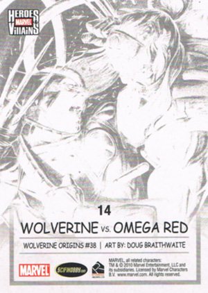 Rittenhouse Archives Marvel Heroes and Villains Parallel Card 14 Wolverine vs. Omega Red