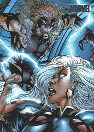 Rittenhouse Archives Marvel Heroes and Villains Parallel Card 51 Storm vs. Sabretooth