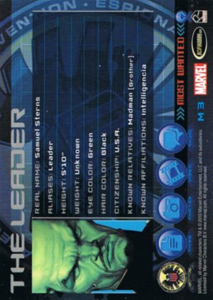 Rittenhouse Archives Marvel Heroes and Villains Most Wanted Card M3 The Leader
