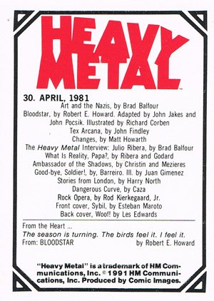 Comic Images Heavy Metal Base Card 30 April, 1981