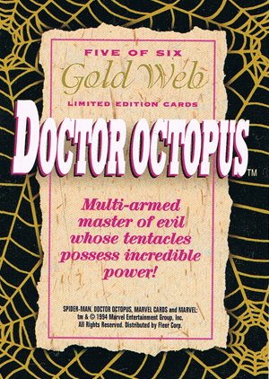Fleer The Amazing Spider-Man Wal-Mart Gold-Web Foils five Doctor Octopus