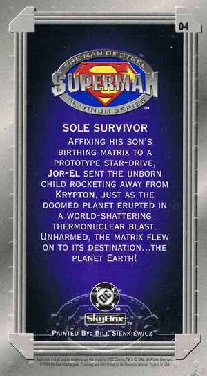 SkyBox Superman: The Man of Steel - Premium Edition Base Card 4 Sole Survivor