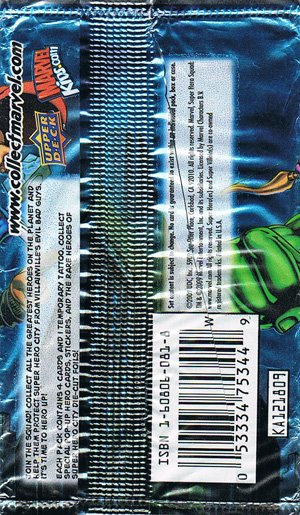 Upper Deck Marvel Super Hero Squad   Empty wrapper (blue)