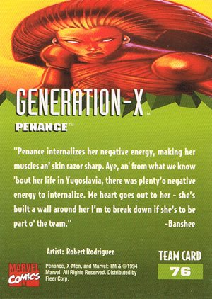 Fleer X-Men '95 Fleer Ultra Base Card 76 Penance