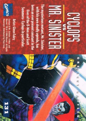 Fleer X-Men '95 Fleer Ultra Base Card 131 Cyclops vs Mr. Sinister