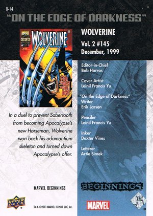 Upper Deck Marvel Beginnings Break Through Card B-14 Wolverine Vol. 2 #145