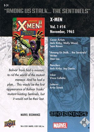 Upper Deck Marvel Beginnings Break Through Card B-24 X-Men Vol. 1 #14