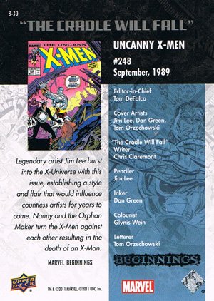 Upper Deck Marvel Beginnings Break Through Card B-30 Uncanny X-Men #248