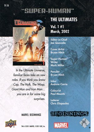 Upper Deck Marvel Beginnings Break Through Card B-36 The Ultimates Vol. 1 #1