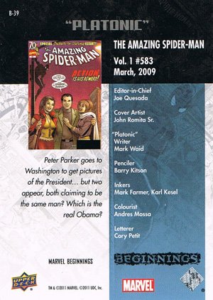 Upper Deck Marvel Beginnings Break Through Card B-39 The Amazing Spider-Man Vol. 1 #583