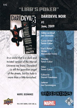 Upper Deck Marvel Beginnings Break Through Card B-42 Daredevil Noir #1