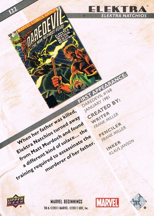 Upper Deck Marvel Beginnings Base Card 122 Elektra