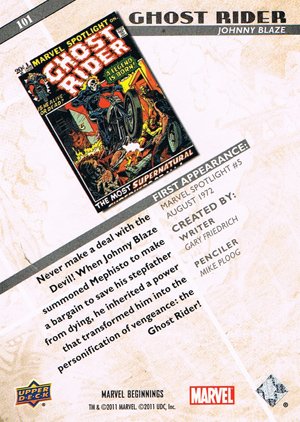 Upper Deck Marvel Beginnings Base Card 101 Ghost Rider