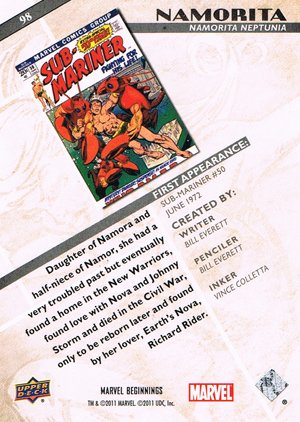 Upper Deck Marvel Beginnings Base Card 98 Namorita